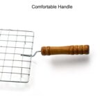Square Stainless Steel Barbecue Grill with Wooden Handle - Full Detail by Nari Haat, Indian ethnic wear, women clothi...
