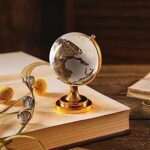 Crystal Globe / World Map 50 mm with Golden Stand (1 Pc) - Full Detail by Nari Haat, Indian ethnic wear, women clothi...