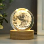 World 3D Crystal Ball lamps With Wood Base (1 Pc) - Sleeve Design by Nari Haat, Indian ethnic wear, women clothing, d...