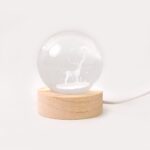 Crystal Ball Night Light Glass Ball Night Lamp with Wood Base - Sleeve Design by Nari Haat, Indian ethnic wear, women...