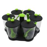 Multipurpose 6 Piece Miracle Revolving Plastic Spice Container Rack With 6 Spoon, Condiment Set, Masala Rack Set, Rev...