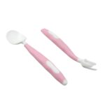 Silicone Bendable Kids Spoon & Fork Set – Toddler Self-Feeding Utensils (2 Pc Set) - Sleeve Design by Nari Haat, In...