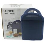 6In1 Tiffin Box-Lunch Box | 3 Stainless Steel Containers | Plastic lid Box | Spoon & Fork /Plastic Bottle | Insulated...