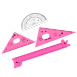 Cute Cartoon Giraffe Ruler / Scale Meter Ruler / Triangle Ruler (4 Pc Set) - Sleeve Design by Nari Haat, Indian ethni...
