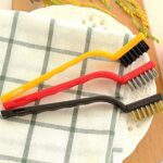 Mini Wire Brush Set - Brass, Nylon, Steel for Cleaning & Rust Removal (3 Pcs Set) - Neckline Detail by Nari Haat, Ind...