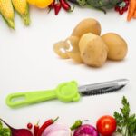 Multi-Purpose Stainless Steel Peeler With Handle For Vegetables,  2 in 1 Potato Peeler and Cutter, Stainless Steel Po...