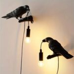 Crow Birds Table Lamps with Vintage Edison Bulb, Bird lamp (1 Set) - Fabric Detail by Nari Haat, Indian ethnic wear, ...