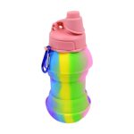 Flexible Collapsible Silicone Sports Water Bottle (260 ML / 20 CM Folding) - Sleeve Design by Nari Haat, Indian ethni...