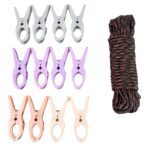 Cloth Drying Rope with Clips – Convenient and Durable Hanging Solution (12 Pc) - Sleeve Design by Nari Haat, Indian...
