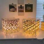 Cube Tulip Night Lamp | Led Decorative Nights Lamp (Multicolor & Design / 1 Set) - Back View by Nari Haat, Indian eth...