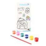 Kids Art Painting Kit Water Color, Cartoon Printed Board & Brush (9 Pcs Set) - Sleeve Design by Nari Haat, Indian eth...