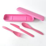 4 in 1 Travel Utensils Plastic Spoons and Forks Sets for Lunch Box (3 Pc With Case) - Sleeve Design by Nari Haat, Ind...