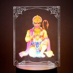 Beautiful 3D Lord Hanuman Frame with soft white light (1 Pc) - Front View by Nari Haat, Indian ethnic wear, women clo...