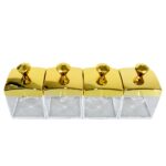 Storage Jar Set with 4 Jars Lids Tray and 4 Spoons for Coffee Tea Sugar  Kitchen Use - Back View by Nari Haat, Indian...