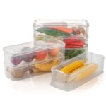 3 Fridge Storage Container, Fridge Organizer with Lid Stackable Fridge Storage Containers Plastic Freezer Storage Con...