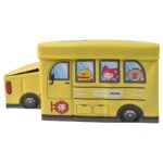 School Bus Shaped Portable Foldable Toy Box Storage with Lid (1 Pc) - Sleeve Design by Nari Haat, Indian ethnic wear,...