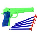 Medium Size Plastic 1 Gun with 5 Soft Suction Dart Bullets (1 Set) - Sleeve Design by Nari Haat, Indian ethnic wear, ...
