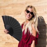 Folding Handheld Pretty Hand Fan Wedding Party Accessory Pocket Sized Fan (1 Pc) - Sleeve Design by Nari Haat, Indian...