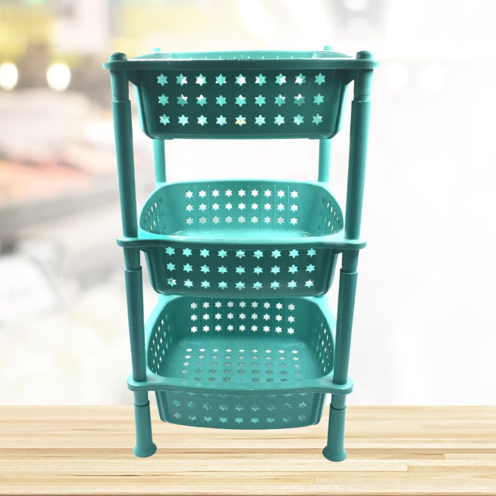 3 Layer Round Kitchen Trolley Basket