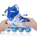 Inline Skates with LED Flashing Light Adjustable Length Premium Quality Skates Pair - Front View by Nari Haat, Indian...