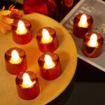 LED Tea Light Electrical Candles / Diya – Plastic Candle Lights (24 Pc Set) - Front View by Nari Haat, Indian ethni...