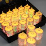 24 Pc Flameless and Smokeless Decorative Melting Candles LED Tea Light, Diwali - Neckline Detail by Nari Haat, Indian...