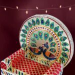 Meenakari Work Laddu Gopal Singhasan  / Sihasan for Pooja Mandir Wooden Krishna Ladoo Bal Gopal Sofa Asan, Home Decor...