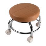 Heavy Duty Steel Base Round Rolling Stool with Wheels Pedicure Stool (1 pc) - Sleeve Design by Nari Haat, Indian ethn...