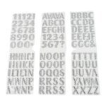 Silver Gem Letter & Numbers Stickers 1 Inch Letters, 130 Count (Pack of 6 Sheets) - Neckline Detail by Nari Haat, Ind...