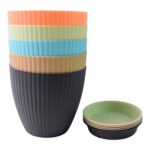 Round Plastic Flower Pot with Bottom Tray (5 Pcs Set / With Color Box) - Sleeve Design by Nari Haat, Indian ethnic we...