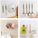 Self Adhesive Transparent Sticky Plastic & Stainless Steel Wall Hooks (10 Pcs Set) - Fabric Detail by Nari Haat, Indi...