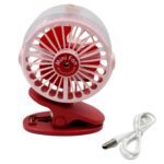 Portable Clip-on Fan, Battery Operated, With Light & Spray, Small Yet Powerful USB Table Fan, 3-Speed Quiet Rechargea...