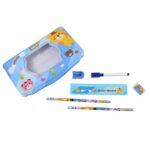 Cartoon Metal Compass Box for Kids with Stationery (6 Pc Set) - Sleeve Design by Nari Haat, Indian ethnic wear, women...