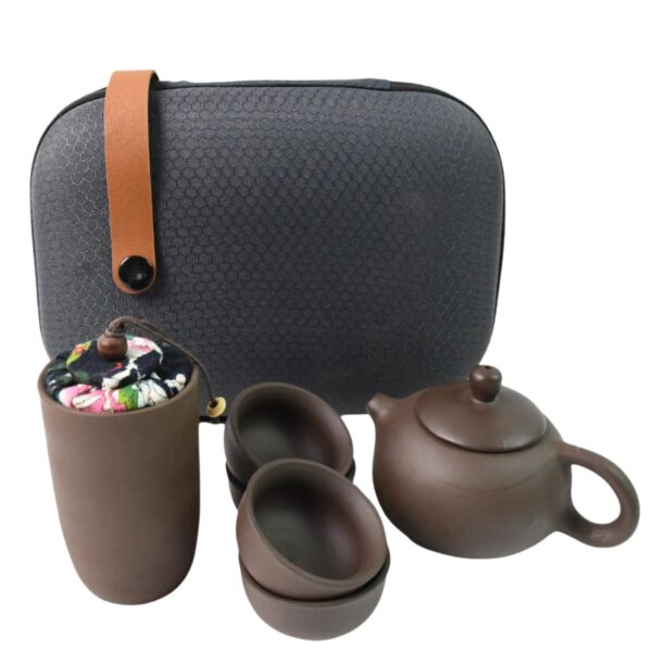 Portable Kung Fu Tea set with a portable travel bag (set of 6pcs) - Front View by Nari Haat, Indian ethnic wear, wome...