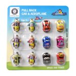 Mini Pull Back Car & Aeroplane PVC Plastic Pull Back Car Cartoon Toys (12 Pcs Set) - Neckline Detail by Nari Haat, In...