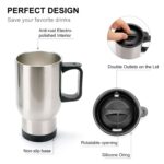 Stainless Steel Vacuum Glass Insulated Glass Coffee Cups, Tumbler (With Lid & Handle / 1 pc) - Neckline Detail by Nar...