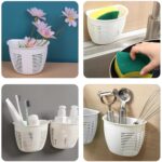 Hanging Plastic Storage Basket, Adhesive Wall Mounted Organizer Box Make Up Holder Shelf Bathroom Wall Basket Punch F...