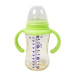Plastic Baby Feeding Bottle with Handles, Cleaning brush & Straw (300 ML / 1 Pc) - Sleeve Design by Nari Haat, Indian...
