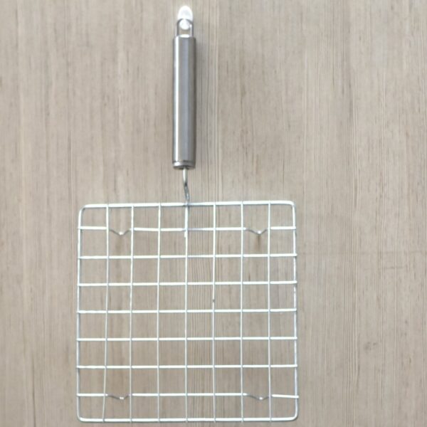 Square Stainless Steel Barbecue Grill with Steel Handle - Front View by Nari Haat, Indian ethnic wear, women clothing...