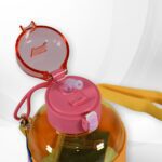 Cute Plastic Water Bottle with adjustable shoulder strap, Straw and Rubber Grip potable drinking cup Water Bottle For...