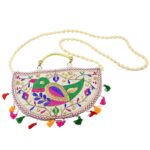 Traditional handbag, Rajasthani Jaipuri Cotton Bag (1 Pc) - Closeup Embroidery by Nari Haat, Indian ethnic wear, wome...