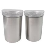 Stainless Steel Airtight Containers with See Through Lid (2 Pc Set / 1000 ML) - Sleeve Design by Nari Haat, Indian et...