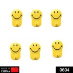 Plastic Self-Adhesive Smiley Face Hooks, 1 Kg Load Capacity (6pcs) - With Dupatta by Nari Haat, Indian ethnic wear, w...