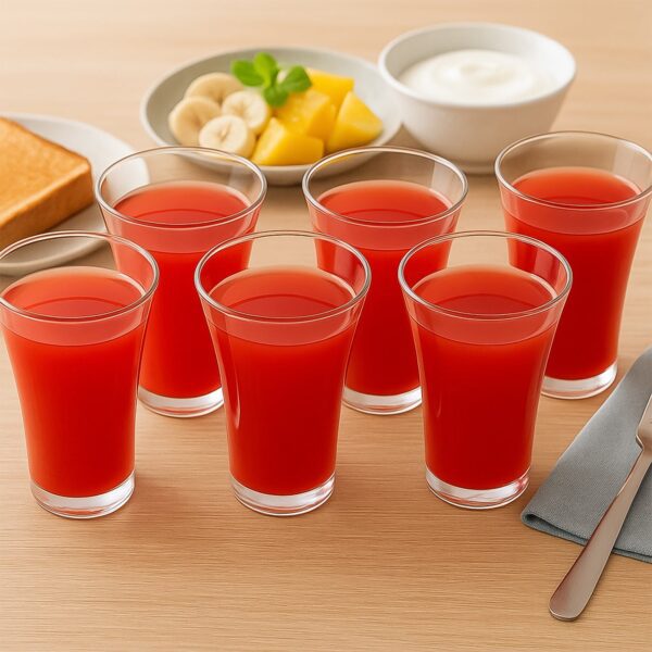 Stylish Transparent Plastic Juice Glasses Set