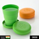 Portable Folding Travel Cup with Lid | Compact Expandable Tumbler for Kids & Camping - With Dupatta by Nari Haat, Ind...