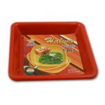 Square Plastic Halwa Dinner Plate Snacks Tray Set for Home Office 3 Pcs - Back View by Nari Haat, Indian ethnic wear,...