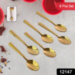Premium Luxurious Stainless Steel Coated Spoons (6 Pcs Set / Golden) - With Dupatta by Nari Haat, Indian ethnic wear,...