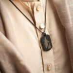 Hanuman Chalisa Locket with Gada, Chain (1 Pc) - Closeup Embroidery by Nari Haat, Indian ethnic wear, women clothing,...