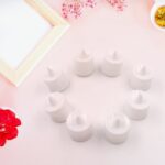 Green Flameless LED Tealights Smokeless Decorative Candles LED Tea Light Pack of 8 - Fabric Detail by Nari Haat, Indi...