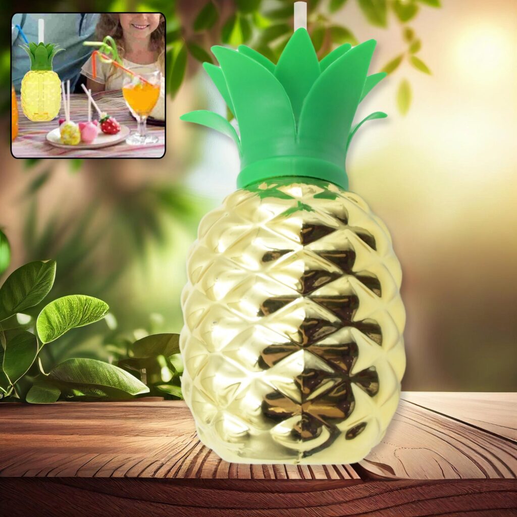 Plastic Pineapple Cup with Straw for Parties